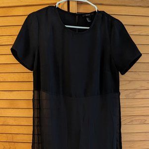 Forever 21 Black T Shirt Dress Sheer Midi Overlay Side Slit Medium